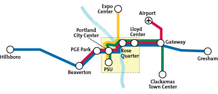 Map of Portlands MAX system