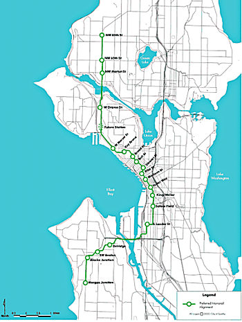Map of the planned Green Line