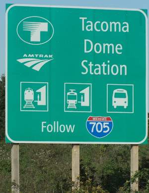 Sign for the Tacoma Dome multimodal station